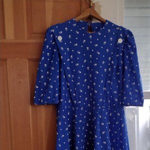Doo-Dadds Vintage Blue and White L Heart Dress MADE IN USA Vintage